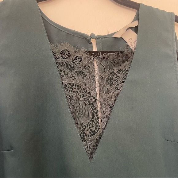 H&M Green/Teal Lace V-Neck Short Sleeve Casual Business Shirt Tank Top - Picture 12 of 14